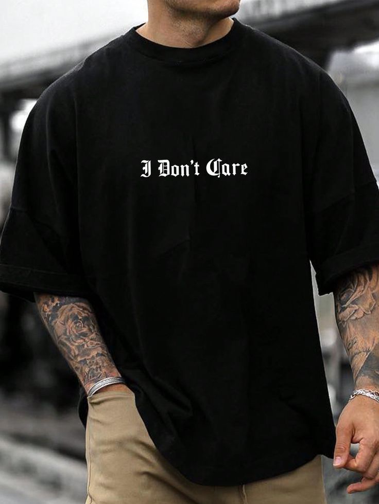 تیشرت مردانه پنبه قواره باکسی طرح dont care